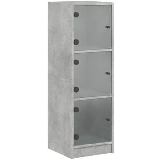 vidaXL Vidaxl - Aparador Con Puertas De Vidrio Gris Hormig&oacute;n 35x37x109 Cm