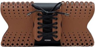 Perrin Paris Le Corset Perfor&eacute; Clutch in Caramel/black at Nordstrom