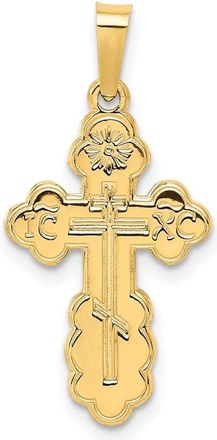 Diamond2Deal 14k Yellow Gold Eastern Orthodox Cross Charm