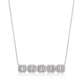 Ross-Simons Diamond Cluster Necklace in Sterling Silver