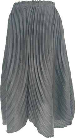 Issey Miyake Pleated Midi Skirt in Black Polyester