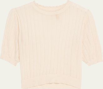 Ulla Johnson Gemma Puff-Sleeve Pointelle Knit Top