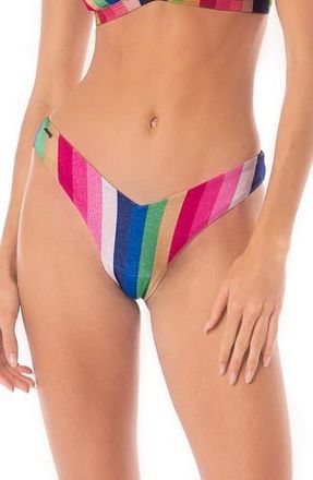 Maaji Candy Stripes Valerya High Cut Bikini Bottoms in Dark Blue at Nordstrom Rack, Size Large