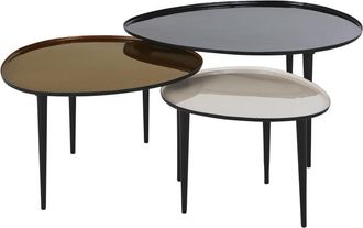 Maisons du monde Mesas de centro apilables de metal negro, blanco roto y marrón