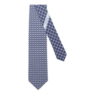 Ferragamo Gancini Motief Zijden Stropdas - Heren - Stropdassen - Blauw - ONE Size - Accessoires