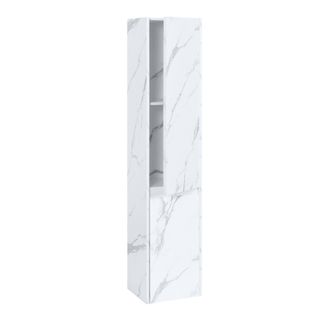 Hhg Armario De Pared Hhg-630, Armario De Ba&ntilde;o Highboard Armario Alto, Mvg Melamina 2 Puertas 3 Compartimentos 160x33cm, Aspecto M&aacute;rmol Blanco