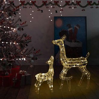 vidaXL Familia De Renos De Navidad Acr&iacute;lico Blanco C&aacute;lido 160 Leds Vidaxl