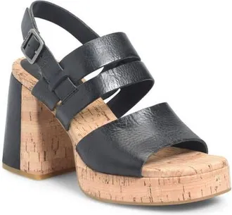 Kork-ease Maxi Sandal in Black Leather at Nordstrom, Size 10