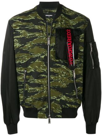 Dsquared2 camouflage bomber jacket - men - Polyamide/Cotton/Polyester - 50 - Black