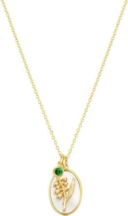 Set & Stones Katrina Birth Flower and Birthstone Charm Necklace in Gold /May at Nordstrom