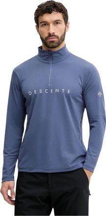 Descente Chest Logo T-Neck - Heren - Outdoor shirts - Blauw - S - Polyester - Fitness