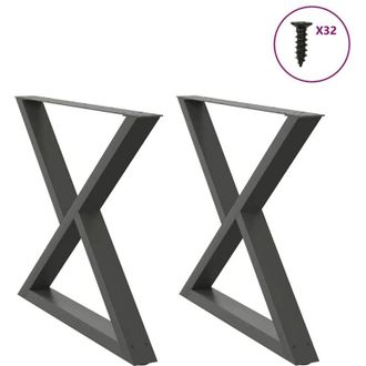 vidaXL Vidaxl - Patas Para Mesa De Comedor (2 Unidades), Antracita, 90 X (72-73,3) Cm, Acero
