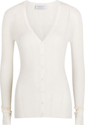 Gabriela Hearst Lillian Pointelle Wool Cardigan - Ivory - S (UK8-10 / S)