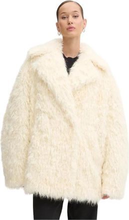 Msgm Korte Imitatiebont Jas - Dames - Jassen - Beige - S - Polyester - Jassen