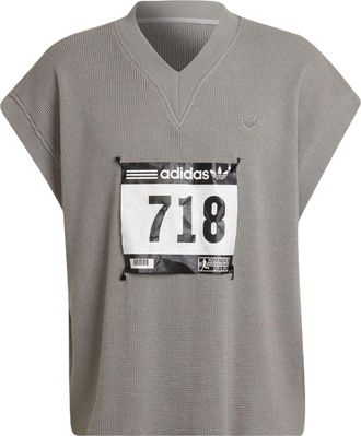 adidas originals Blue Version Detachable Solid Color Athleisure Casual Sports V neck Vest Gray HC3826