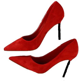 Generic Womens Fashion Pointed Toe High Heel Pumps Classic Stiletto Party Holiday Dress Shoes Red
