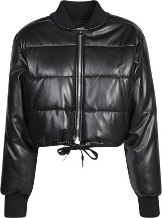 Msgm Gewatteerd Bomberjack - Dames - Winterjassen - Zwart - L - Leer - Jassen