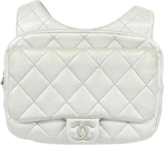 Chanel Pre-owned Vintage Rugzak - Dames - Vintage Schoudertas - Grijs - ONE Size - Leer - Vintage