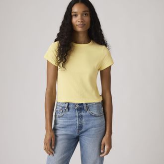 Levi's Hayes Cropped Tee - Womens - XS - Yellow / French Vanilla