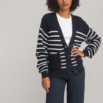 La Redoute Collections Gebreid vest, marinestijl, in gemengd katoen