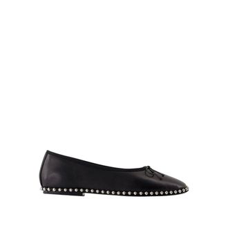 Alexander Wang Alexander Wang, Ballerinas, female, Black, Size: 11 US Black Leather Ballerinas with Ballchain Detail