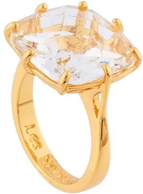 Les N&eacute;r&eacute;ides Paris La Diamantine Clear Crystal Square Solitaire Ring, Size 50