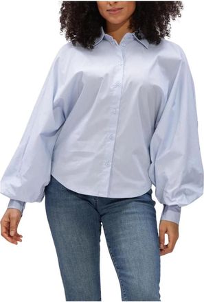 Janice Overhemden, Dames, Blauw, L, Katoen, Stone Blouse