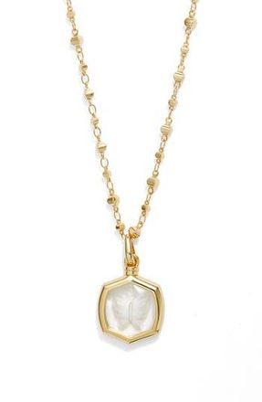 Kendra Scott Davie Intaglio Pendant Necklace in Gld Clear Glss Btfly at Nordstrom Rack