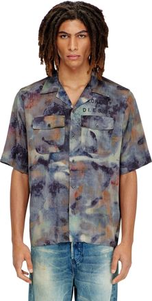 Diesel Satin shirt with all-over camo print - Shirts - Man - Multicolor