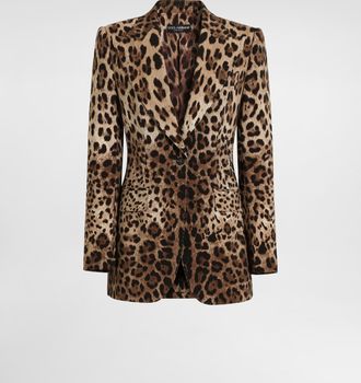 Dolce & Gabbana Turlington Leo-print Wool Single-breasted Jacket - Woman Blazers Animal Print 36