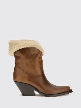 Chlo&eacute; Stivali texani Azelan in pelle di vitello con fodera in shearling