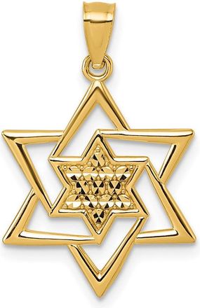 Diamond2Deal 14k Yellow Gold Polished and Diamond-cut Star Of David Religious Pendant
