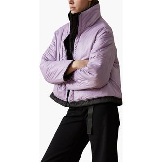Caalo Sustainable Reversible Cropped Coat in Black /Light Purple at Nordstrom, Size Medium
