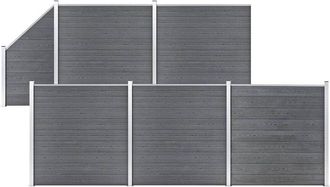 vidaXL Vidaxl - Set De Valla 5 Cuadradas + 1 Oblicua Wpc Gris 965x186 Cm