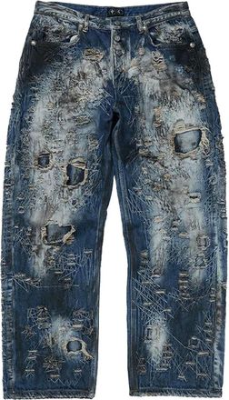 Thug Club Combat Casualty Care gerafelde gerafelde jeans - Blauw
