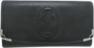 Cartier Pre-owned Vintage Lange Portemonnee (bi-fold) - Dames - Vintage Accessoires - Zwart - ONE Size - Leer - Vintage