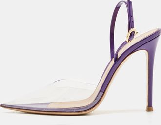 Gianvito Rossi Purple Patent Leather And Pvc Ribbon Pumps