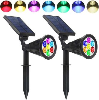 OEM 2 Paquetes De Luces Solares Led Con 7 Colores Cambiantes, Inal&aacute;mbricas, Impermeables, Ip65, Para Jard&iacute;n, Patio, Exterior, Chimenea