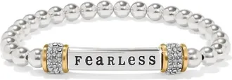 Brighton Womens Meridian Fearless Two Tone Stretch Bracelet In Silver Gold