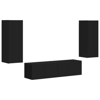 vidaXL Conjunto De Mueble De Tv 2 Pcs Negro Madera De Ingenier&iacute;a Vidaxl