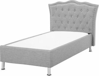 Beliani Letto moderno in tessuto UE a una piazza con doghe grigio 90 x 200 cm Metz