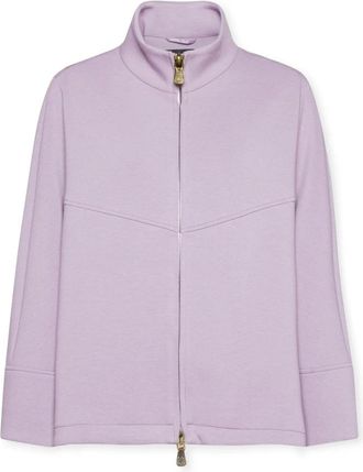 Elena Miro Zip Collar Jacket - Dames - Zomerjassen - Paars - L - Polyester - Jassen