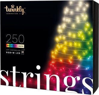 Twinkly Strings 250 led RGB+Bianco, Striscia di Luci led per Esterno e Interno, Luci Smart Multicolore, Compatibile con Alexa e Google Home, Luci Mappabili