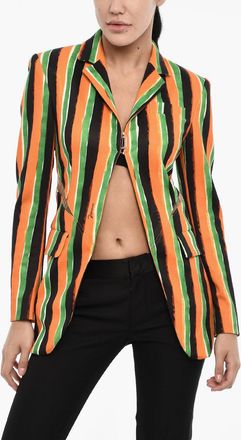 Dsquared2 Blazer a Righe con Tasca ad Aletta e Dettagli Cut Out Dsquared2
