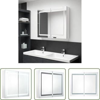 vidaXL Specchio con led - Armadietto Bagno con Specchio e LED Bianco Lucido 80x12x68 cm