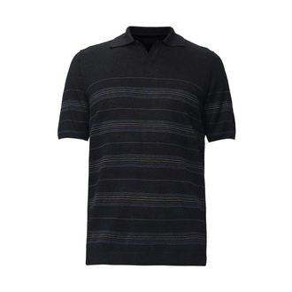 Roberto Collina Polo Shirts, male, Black, Size: XL Polo MC Punto Piquet Rigato