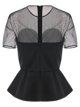 Nensi Dojaka Virgin Wool Bustier with Sheer Neckline Blouse - Black