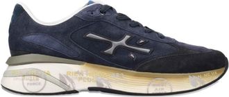 Premiata Navy Blue Suede Sneakers With Gradient Midsole And Logo Detail