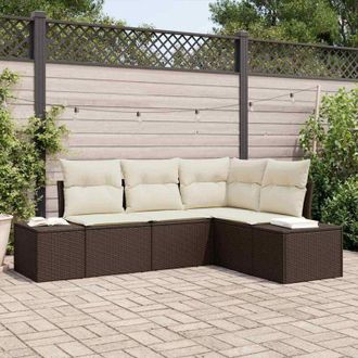 vidaXL Conjunto De Sof&aacute; De Jard&iacute;n 4 Pcs Marr&oacute;n Polirat&aacute;n Vidaxl