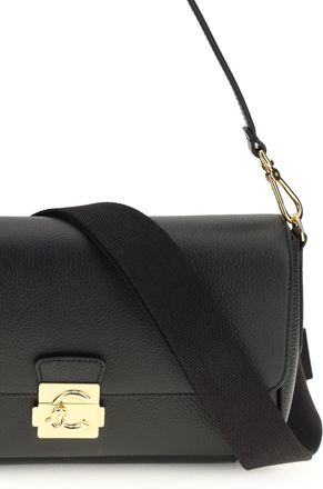 Coccinelle Womens Shoulder Bag C-Me Lock Black Calf Leather